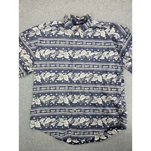 Tommy Hilfiger Other - Tommy Hilfiger Shirt Mens Large Blue White Floral Hawaiian Button Up